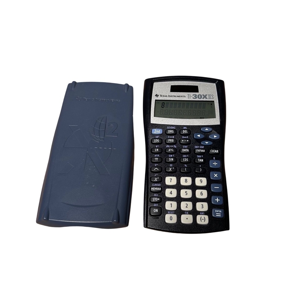 Texas Instruments TI-30XIIS Scientific Calculator Black Blue Cover Solar Battery - Picture 1 of 3